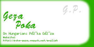 geza poka business card